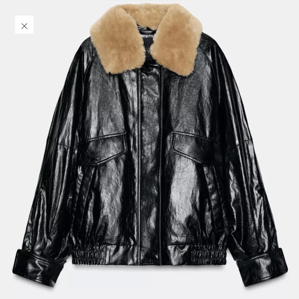 ZARA FAUX FUR COLLAR JACKET - NEW